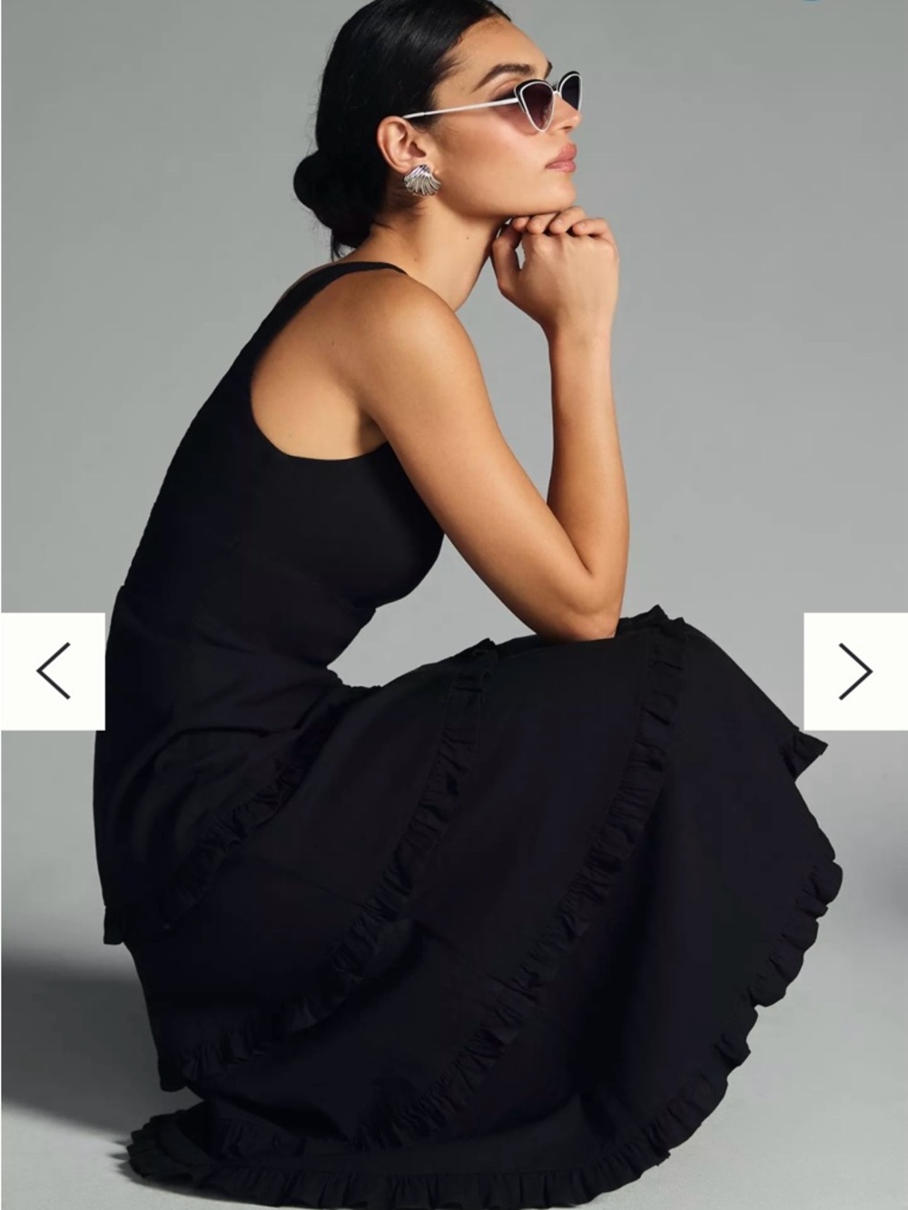 Anthropologie the Blythe tiered midi black dress - Picture 3 of 14